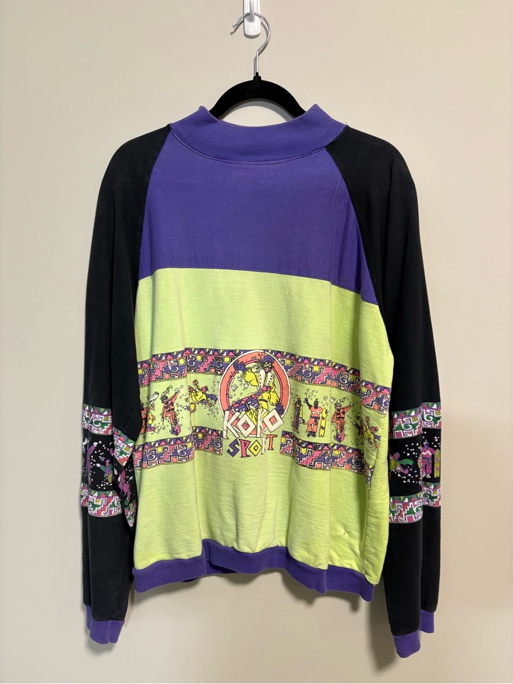 Vintage Koko Sports Ski Snowboard Graphic Sweatshirt 90s Colorful Print Size M